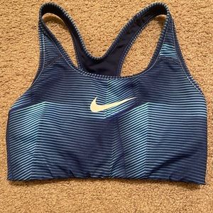Nike Pro Sports Bra Blue Stripes Size S